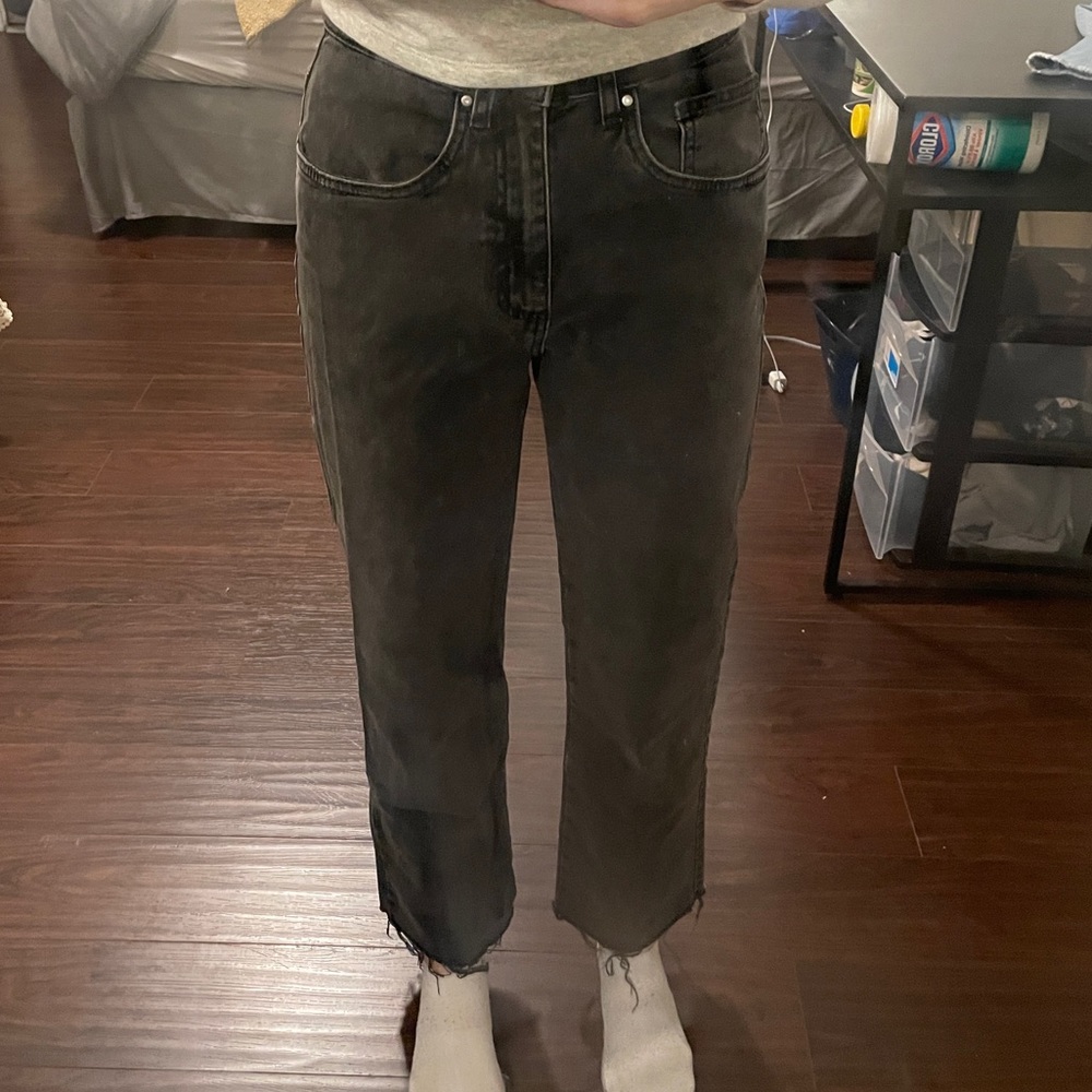 Cotton On Stretch Straight Leg Jeans in Stonewash Black Size US 4